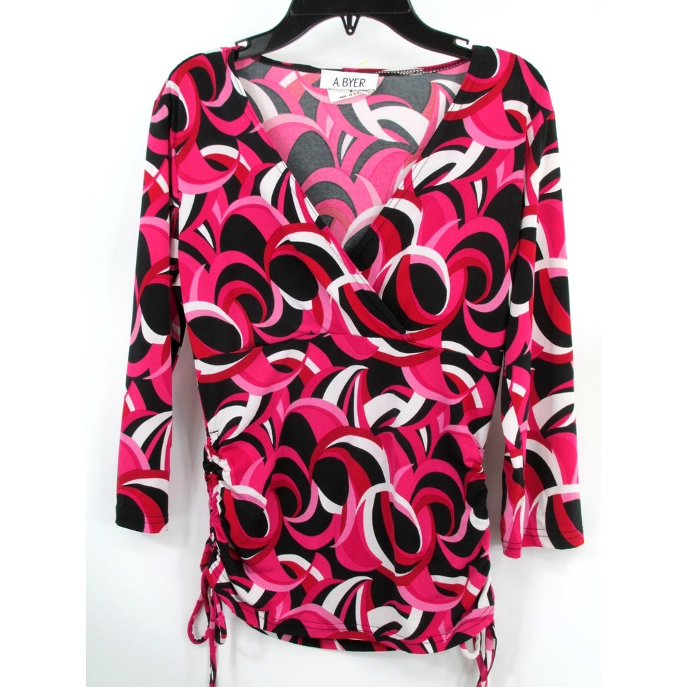 Vintage A.Byer Babydoll Top Women M Pink Geometric Fairy Y2K Romantic USA Blouse